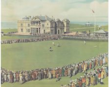 Unknown artist, Robert T. Jones Winning the British Amateur at St Andrews, 1930, lithograph, 11 1/8 x 16 inches. Courtesy The Yates Family. Image via the High