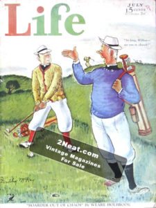 LIFE Magazine 19340701/ Two golfers, “So long, Wilbur – see you in church,” art by Dorothy McKay