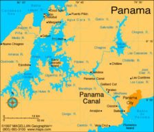 Mapa del Canal de Panamá (cortesía shiptoshoretravel.org)