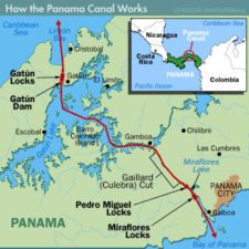 Mapa del Canal de Panamá (cortesía www.skole.hr )