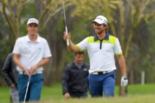 LIMA, PERU - NOVEMBER 8: Armando "Gato" Zarlenga of Argentina smiles on his way to the top of the leaderboard during the second round of the Lexus Peru Open at Los Inkas Golf Club on November 8, 2013 in Lima, Peru. Photo Credit: Enrique Berardi/PGA TOUR