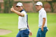 LIMA, PERU - NOVEMBER 8: Armando "Gato" Zarlenga of Argentina smiles on his way to the top of the leaderboard during the second round of the Lexus Peru Open at Los Inkas Golf Club on November 8, 2013 in Lima, Peru. Photo Credit: Enrique Berardi/PGA TOUR