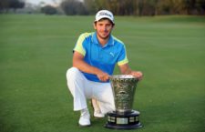 LIMA, PERU NOVEMBER 10: Julián Etulain of Argentina poses with the trophy following his victory at the 2013 Lexus Peru Open at Los Inkas Golf Club in Lima, Peru on November 10, 2013. This was Etulain's first career win on NEC Series PGA TOUR Latinoamérica. Photo by Enrique Berardi/PGA TOUR