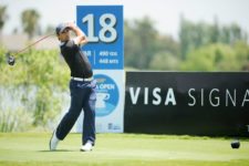 BUENOS AIRES, ARGENTINA - DEC. 5, 2013: Rafael Echenique hits driver off the tee on the 18th hole during the first round of the 108th VISA Open de Argentina presented by Peugeot at Nordelta Golf Club. / El argentino Rafael Echenique pega el driver desde el tee de salida en el hoyo 18 durante la primera ronda del 108° VISA Open de Argentina presentado por Peugeot at Nordelta Golf Club.