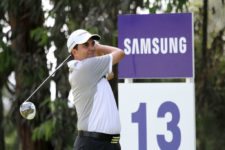 LIMA, PERU DECEMBER 18, 2013: Otto Solís of Venezuela hits driver off the tee at the 13th hole during the opening round of the Developmental Series Final Samsung Tournament at the Country Club La Planicie in Lima, Peru. / El venezolano Otto Solís pega el driver en el tee del hoyo 13 durante la primera ronda de la Final de la Serie de Desarrollo Samsung en el Country Club La Planicie en Lima, Perú.