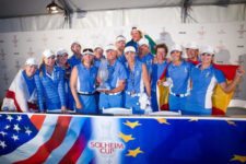 Beatriz Recari con el equipo europeo histórica victoria en la Solheim 2013