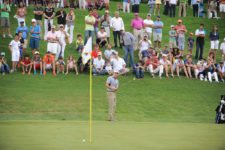 ALOTENANGO, GUATEMALA - MAR. 29, 2014: El mexicano Armando Favela intenta embocar para aguila en el hoyo fial durante la ronda final del Stella Artois Open en el campo Fuego Maya en La Reunión Golf Resort Enrique Berardi/PGA TOUR