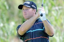 GUADALAJARA, MEXICO - MAR. 21, 2014: El estadounidense Tyler Duncan durante la segunda ronda del TransAmerican Power Products CRV Open en Las Lomas Club de Golf. / Tyler Duncan of Columbus, Illinois during the second round of the TransAmerican Power Products CRV Open at Las Lomas Club de Golf.