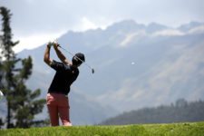 QUITO, ECUADOR (SEP. 26, 2014) El argentino Alan Wagner pega su tiro de salida en el hoyo 18 durante la segunda ronda del All You Need Is Ecuador Open en el Quito Tenis y Golf Club. (Enrique Berardi/PGA TOUR)