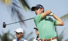 MAZATLAN, MEXICO (OCT. 9, 2014) Vince India de Estados Unidos pega su tiro de salida en el hoyo 11 durante la primera ronda del TransAmerican Power Products CRV Mazatlán Open en Estrella del Mar Golf, Condos & Resort en Mazatlán, México. (Enrique Berardi/PGA TOUR)