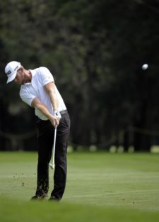 ESTADO DE MEXICO, MEXICO - OCTOBER 16: Chris Gilman of the U.S hits from the 18th hole fairway during the first round of the 56ºTransAmerican Power Products CRV Mexico Open presented by Heineken at Club de Golf Chapultepec on October 16, 2014 in Estado de Mexico, Mexico. (Photo by Enrique Berardi/PGA TOUR)