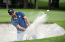 ESTADO DE MEXICO, MEXICO - OCTOBER 16: Julian Etulain of Argentina chips out of a bunker on the 15th hole during the first round of the 56ºTransAmerican Power Products CRV Mexico Open presented by Heineken at Club de Golf Chapultepec on October 16, 2014 in Estado de Mexico, Mexico. (Photo by Enrique Berardi/PGA TOUR)