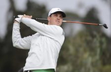 BOGOTA, COLOMBIA (OCT. 2, 2014) - El texano Cody Gribble pega su tiro de salida en el hoyo 14 durante la primera ronda del Arturo Calle Colombian Classic presentado por Avianca en Pueblo Nuevo CC. (Enrique Berardi/PGA TOUR)