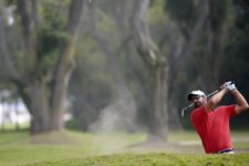 LIMA, PERU (OCT. 30, 2014) - El colombiano José Manuel Garrido sacando de un bunker durante la primera ronda del Lexus Perú Open presentado por Scotiabank en el campo de Los Inkas Golf Club. (Enrique Berardi/PGA TOUR)