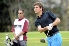 LIMA, PERU (NOV. 1, 2014) - El amateur peruano Alonso Palma pega su tiro de salida en el hoyo 14 durante la tercera ronda del Lexus Perú Open presentado por Scotiabank en el campo de Los Inkas Golf Club. (Enrique Berardi/PGA TOUR)