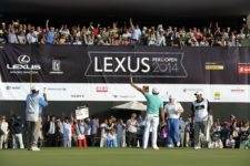 LIMA, PERU - NOVEMBER 2: Julian Etulain of Argentina celebrate the birdie of the 18th hole during the final round of the Lexus Perú Open presentado por Scotiabank at Los Inkas Golf Club on November 2, 2014 in Lima, Peru. (Enrique Berardi/PGA TOUR)