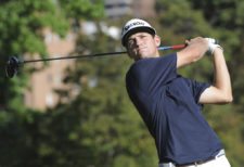 SANTIAGO, CHILE - NOVEMBER 15: Brad Hopfinger of the U.S tees off on the 16th hole during the third round of the Hyundai - BBVA 88° Abierto de Chile at Los Leones Golf Club on November 15, 2014 in Santiago, Chile. (Enrique Berardi/PGA TOUR)