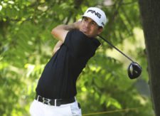 SANTIAGO, CHILE - NOVEMBER 15: Armando Favela of Argentina tees off on the ninth hole during the third round of the Hyundai - BBVA 88° Abierto de Chile at Los Leones Golf Club on November 15, 2014 in Santiago, Chile. (Enrique Berardi/PGA TOUR)