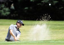 SANTIAGO, CHILE (NOV. 13, 2014) - Armando Favela de México sacando de un bunker en el hoyo 17 durante la primera ronda del Hyundai - BBVA 88° Abierto de Chile en el Club de Golf Los Leones. (Enrique Berardi/PGA TOUR)