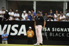 BUENOS AIRES, ARGENTINA - DECEMBER 7: Marcelo Rozo of Colombia lines up a putt on the 18th hole green during the final round of the 109° VISA Open de Argentina presentado por Peugeot at Martindale Country Club on December 7, 2014 in Buenos Aires, Argentina. (Enrique Berardi/PGA TOUR)