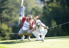 CÓRDOBA, ARGENTINA - APRIL 18: Tommy Cocha of Argentina lines up a putt on the 18th hole green during the third round of the 84° Abierto OSDE del Centro presentado por Fiber Corp at Córdoba Golf Club on April 18, 2015 in Córdoba, Argentina. (Enrique Berardi/PGA TOUR)