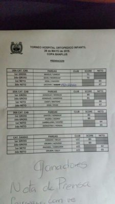 IX Torneo a beneficio del Hospital Ortopédico jugado en parejas en Lagunita