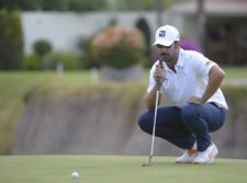 AGUASCALIENTES, MEXICO - MAY 16: Jose Garrido of Colombia lines up a putt on the 15th hole green during the third round of the 57º Abierto Mexicano de Golf at Club Campestre Aguascalientes on May 16, 2015 in Aguascalientes, Mexico. (Enrique Berardi/PGA TOUR)