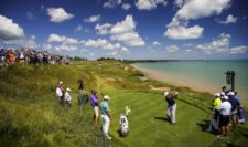 Phil Mickelson of the United States hits a tee sehot during a practice round prior to the 2015 PGA Championship at Whistling Straits on August 11, 2015 in Sheboygan, Wisconsin (Photo by Richard Heathcote/Getty Images)