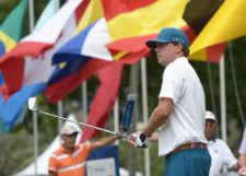 RIO DE JANEIRO, BRAZIL - SEPTEMBER 26: Keith Mitchell of the U.S tee off on the first hole during the third round of the Aberto do Brasil presented by Credit Suisse Hedging Griffo at Itanhangá Golf Club on September 26, 2015 in Rio de Janeiro, Brazil. (Enrique Berardi/PGA TOUR)