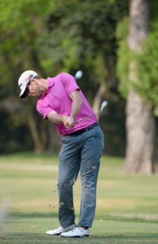 RIO DE JANEIRO, BRAZIL - SEPTEMBER 25: Chris Baker of the U.S tee off on the 17th hole during the second round of the Aberto do Brasil presented by Credit Suisse Hedging Griffo at Itanhangá Golf Club on September 25, 2015 in Rio de Janeiro, Brazil. (Photo by Enrique Berardi/PGA TOUR)