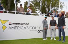 Lisandro Borges, CEO del evento con Tiger Woods y Matt Kuchar / Gentileza: Enrique Berardi/PGA TOUR