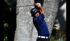 Hideki Matsuyama of Japan plays his shot from the eighth tee (cortesía PGA Tour/ Steve Dykes)