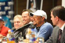 Tiger Woods durante la conferencia de prensa de la Bridgestone America's Golf Cup presentado por Value / Gentileza: Enrique Berardi/PGA TOUR