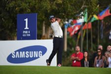 Juan J. Guerra (DOM), pega el tiro en el inicio del Latin America Amateur Championship 2016 en Casa de Campo / Gentileza: Enrique Berardi/LAAC