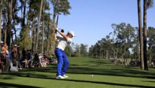 Bryson DeChambeau lunes de práctica en hoyo 17 (cortesía Sam Greenwood / Augusta National)