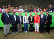 Lydia Ko, medallista de plata, Inbee Park, medallista de oro y Shanshan Feng con su medalla de bronce (cortesía S Warren Little/Getty/IGF)