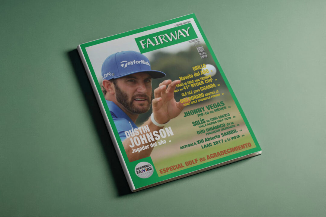 Portada de la Revista Fairway Venezuela número 130, con Dustin Johnson y titulares sobre la Ryder Cup y el XIII Abierto Sambil.