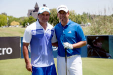 El exfutbolista Marcelo "Chelo" Delgado junto al jugador del PGA TOUR Miguel "Tati" Carballo durante el Pro-Am del Andrés Romero Invitational, que se disputó este jueves 1 de diciembre en el Buenos Aires Golf Club / Foto: Crédito Olivia Calatayud