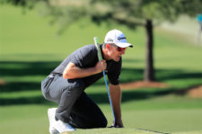 Justin Rose en el green del hoyo 9 (cortesía Augusta National Golf Club)