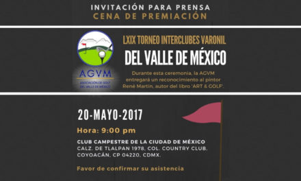 Invitación a la cena de premiación del LXIX Torneo Interclubes Varonil del Valle de México
