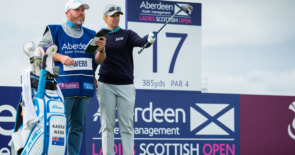 Jornada muy dura con frío, viento y Karrie Webb como líder en el Ladies Scottish Open