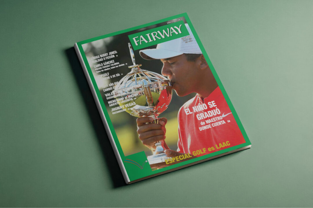Portada de la Revista Fairway Colombia número 36, con Sergio García vistiendo la chaqueta verde de Maestro y Camilo Sánchez, presidente de Fedegolf.