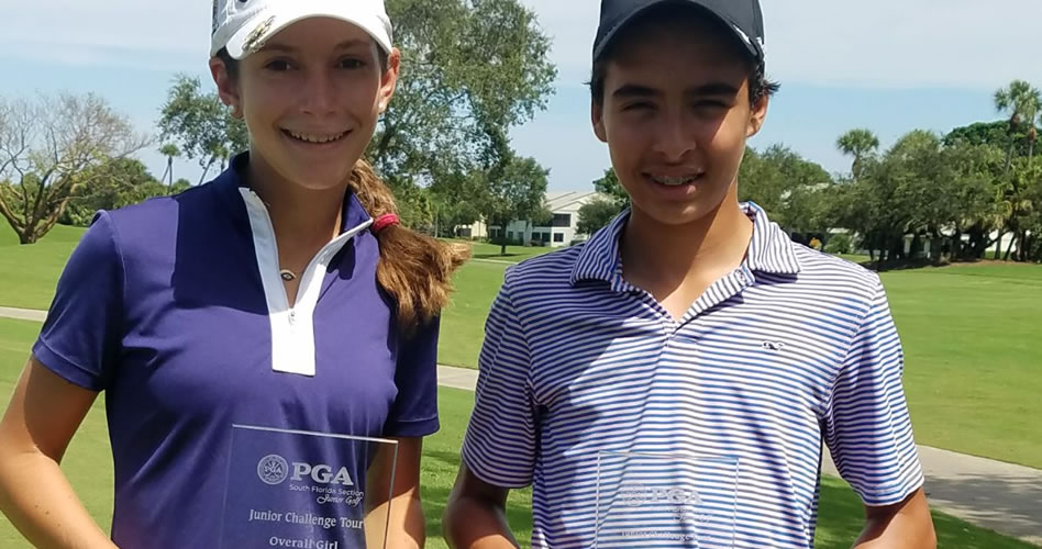 Virgilio Paz y Agatha Alesson participaron en torneo del PGA South Florida- Junior Challenge Tour