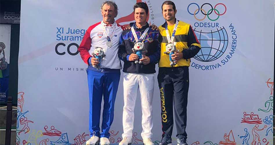 Jorge García, Paola Moreno, Carlos Franco y Milagros Chávez, los poseedores del oro en el golf de los Juegos Sudamericanos 2018