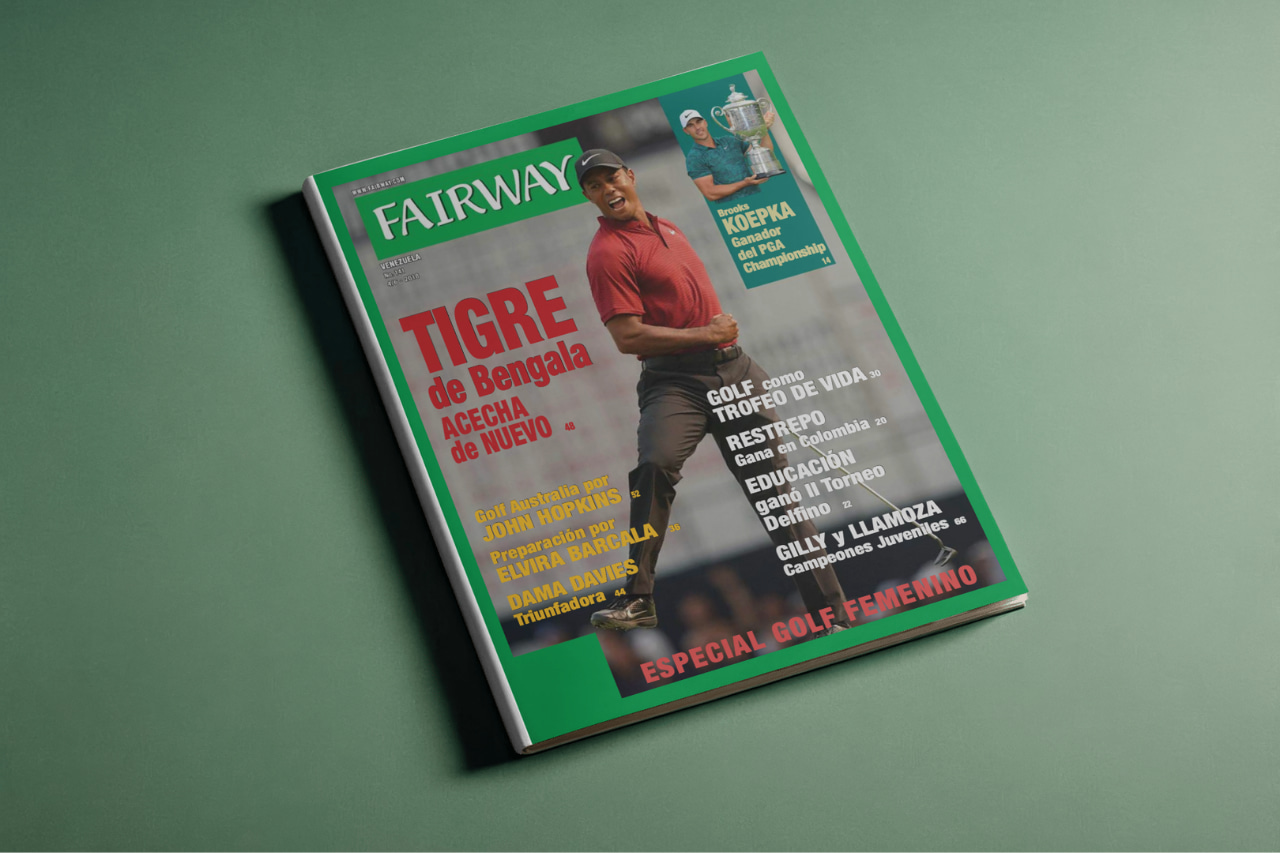 Portada de la Revista Fairway Venezuela número 142, edición especial sobre la Ryder Cup en Francia y la victoria número 80 de Tiger Woods.