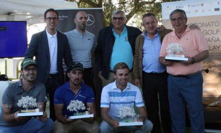 Leo Lilja ganador del Pro-Am y Carlos Sánchez del Reto Golf en la Plaza de Toros de Pozoblanco