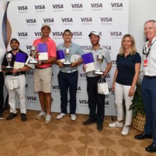 Los ganadores del Pro-Am de la mañana del 114° VISA Open de Argentina presentado por Macro. / Gentileza: Enrique Berardi/PGA TOUR