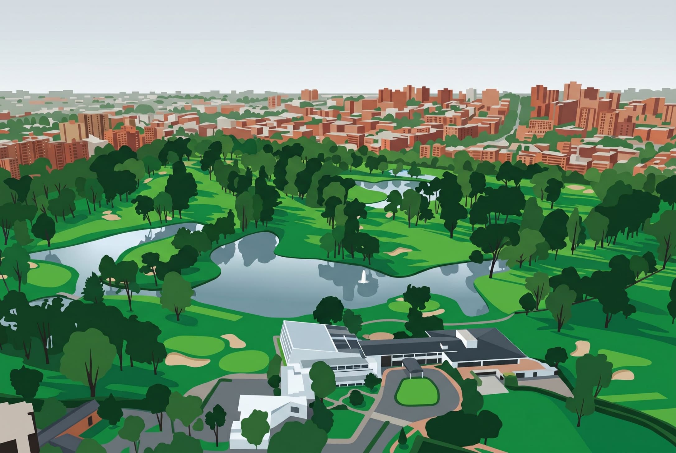 Ilustración editorial campo golf Bogotá Colombia