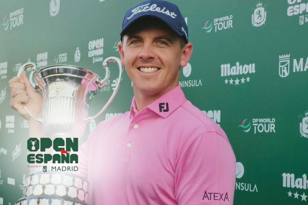 Grant Forrest celebra su victoria en el Open de España de golf.